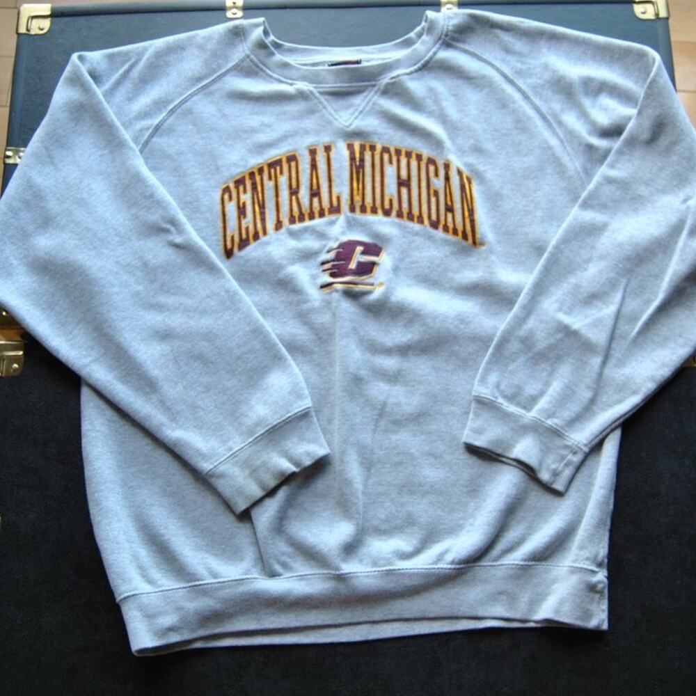 CMU Crewneck Sweater Gray & Red Genuine Stuff X-Large
